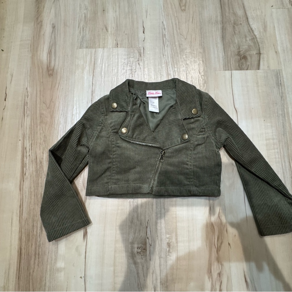 Little Lass Olive Green cropped Corduroy Jacket